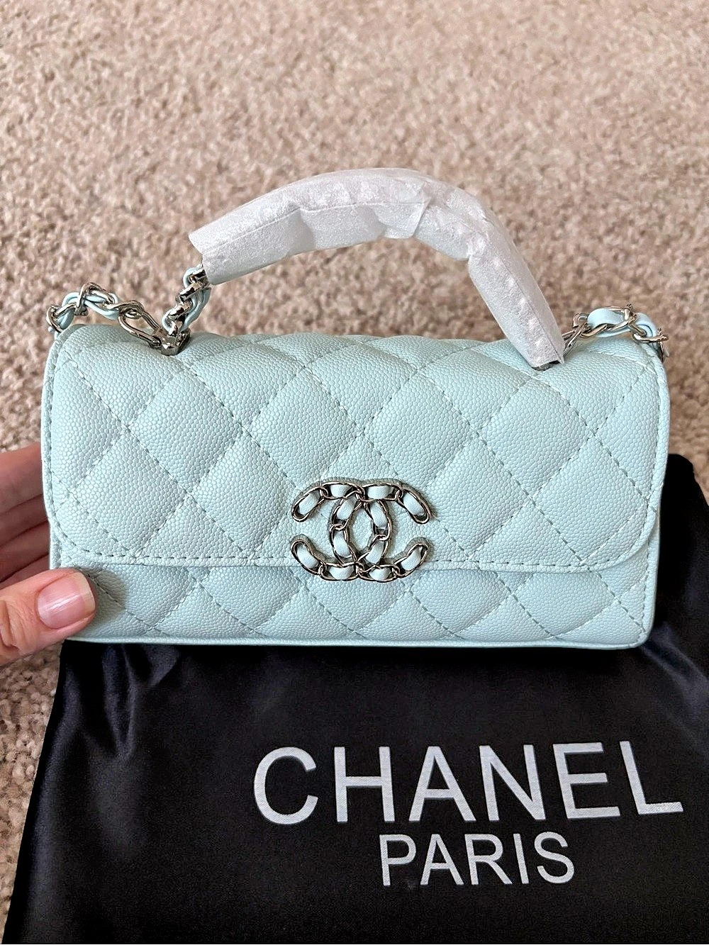 NEW Leather Blue Mini Quilted Bag